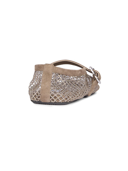 Ballerina Strap Fishnet Flats
