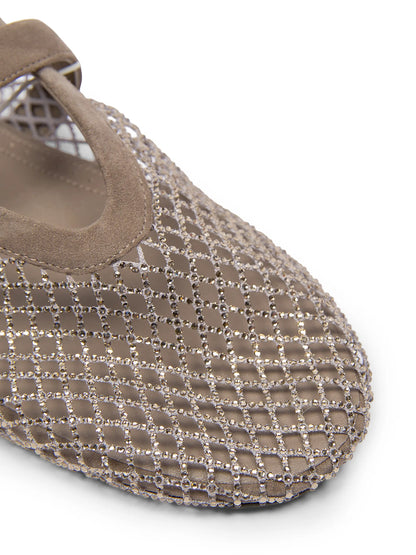 Ballerina Strap Fishnet Flats