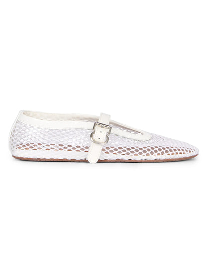 Ballerina Strap Fishnet Flats