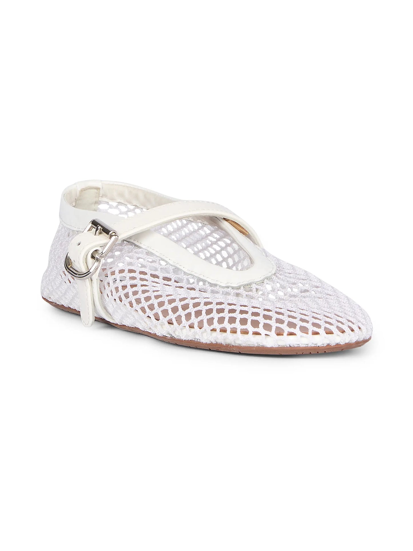 Ballerina Strap Fishnet Flats