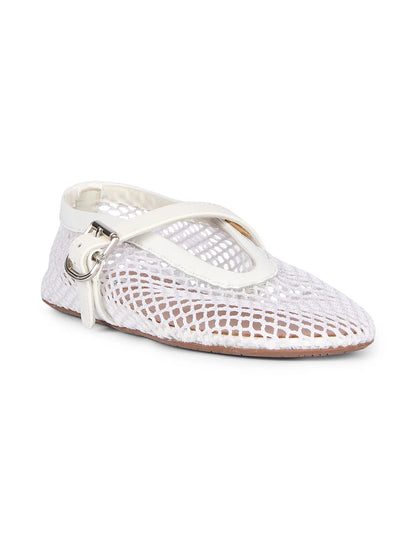 Ballerina Strap Fishnet Flats